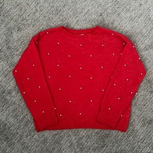 H&M Red Wool Sweater with Pearls